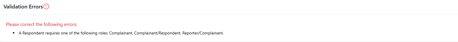 Validation errors message